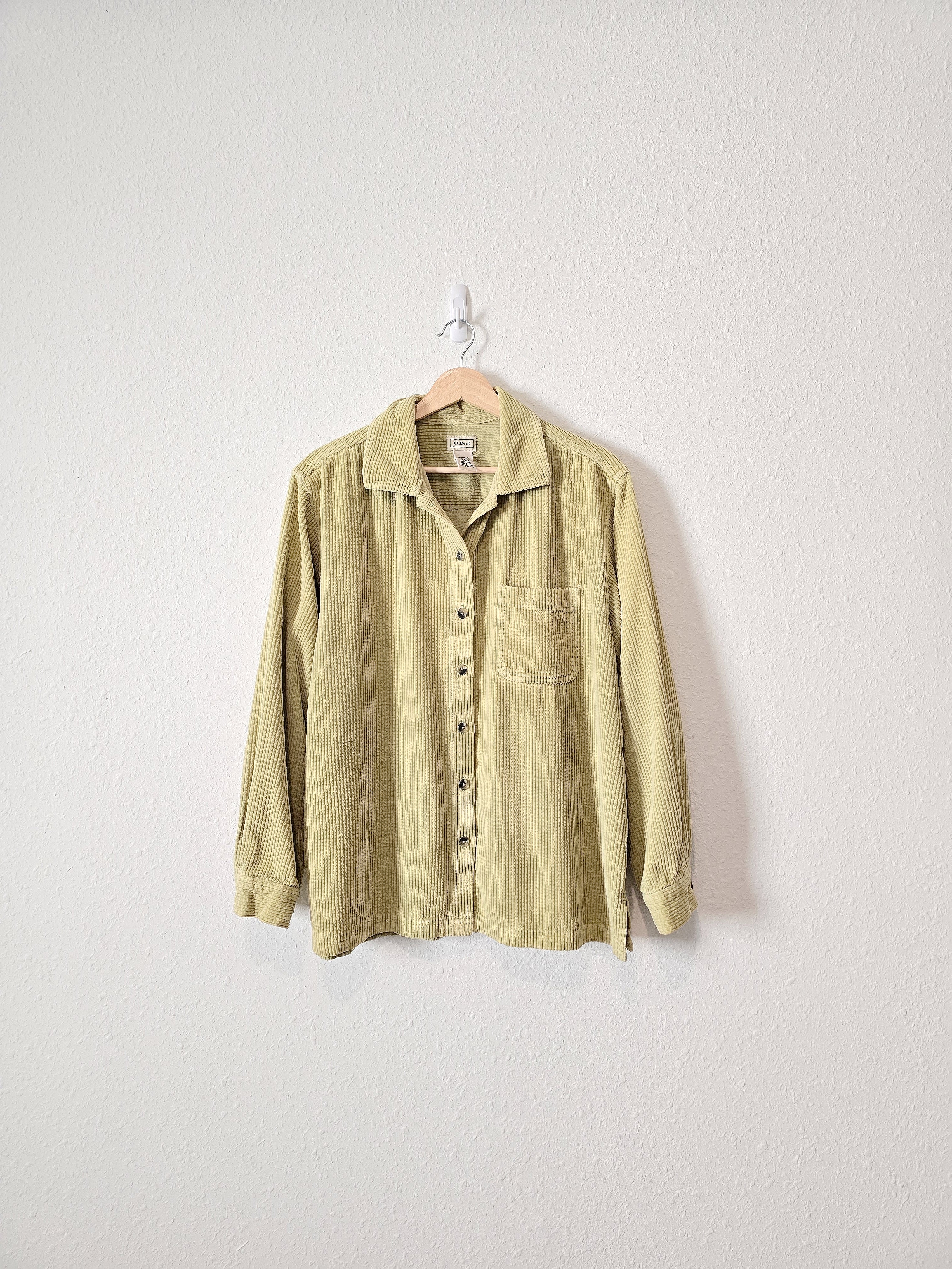 Vintage LL Bean Avocado Cord Button Up (L)