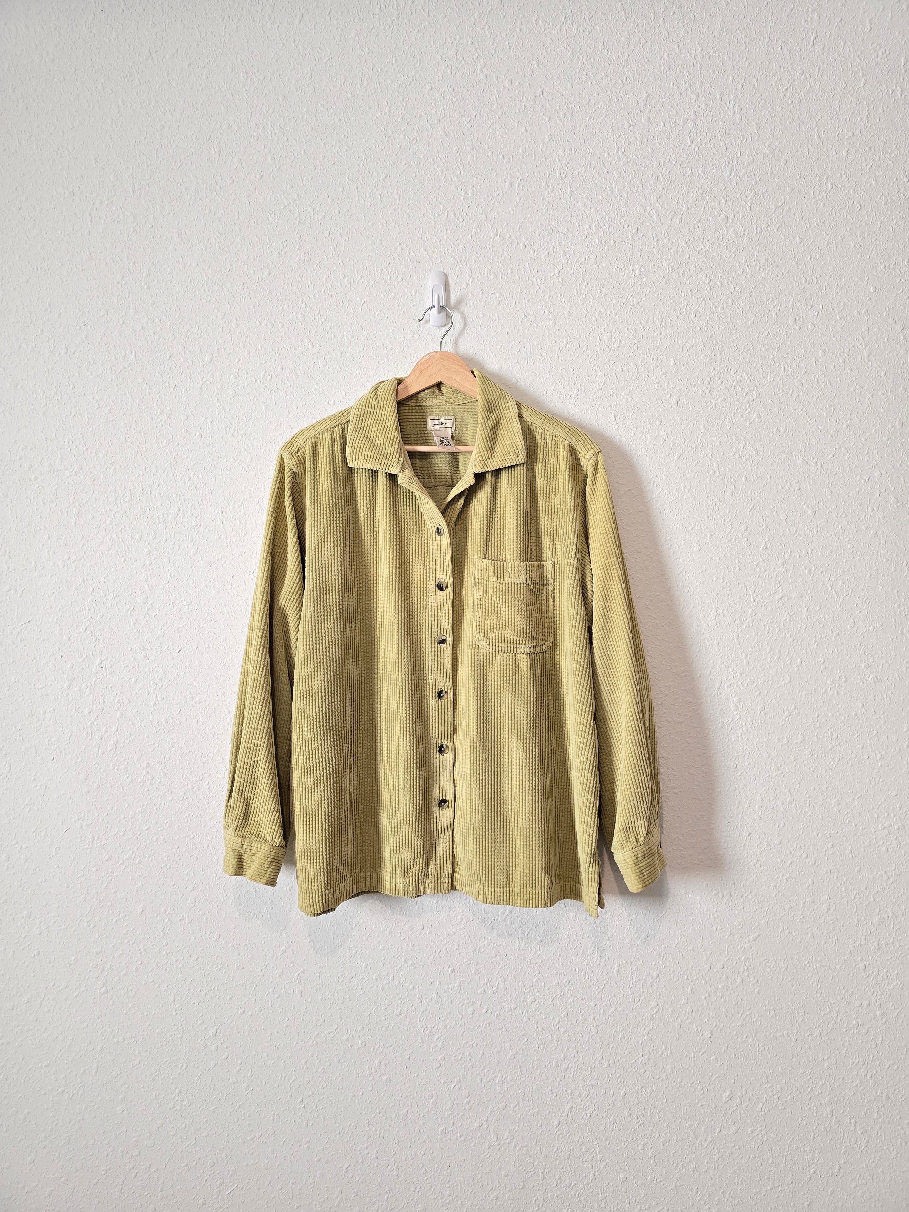 Vintage LL Bean Avocado Cord Button Up (L)