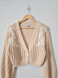 Floral Embroidered Cropped Cardigan (S)