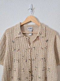 Vintage Floral Embroidered Sweater (L)