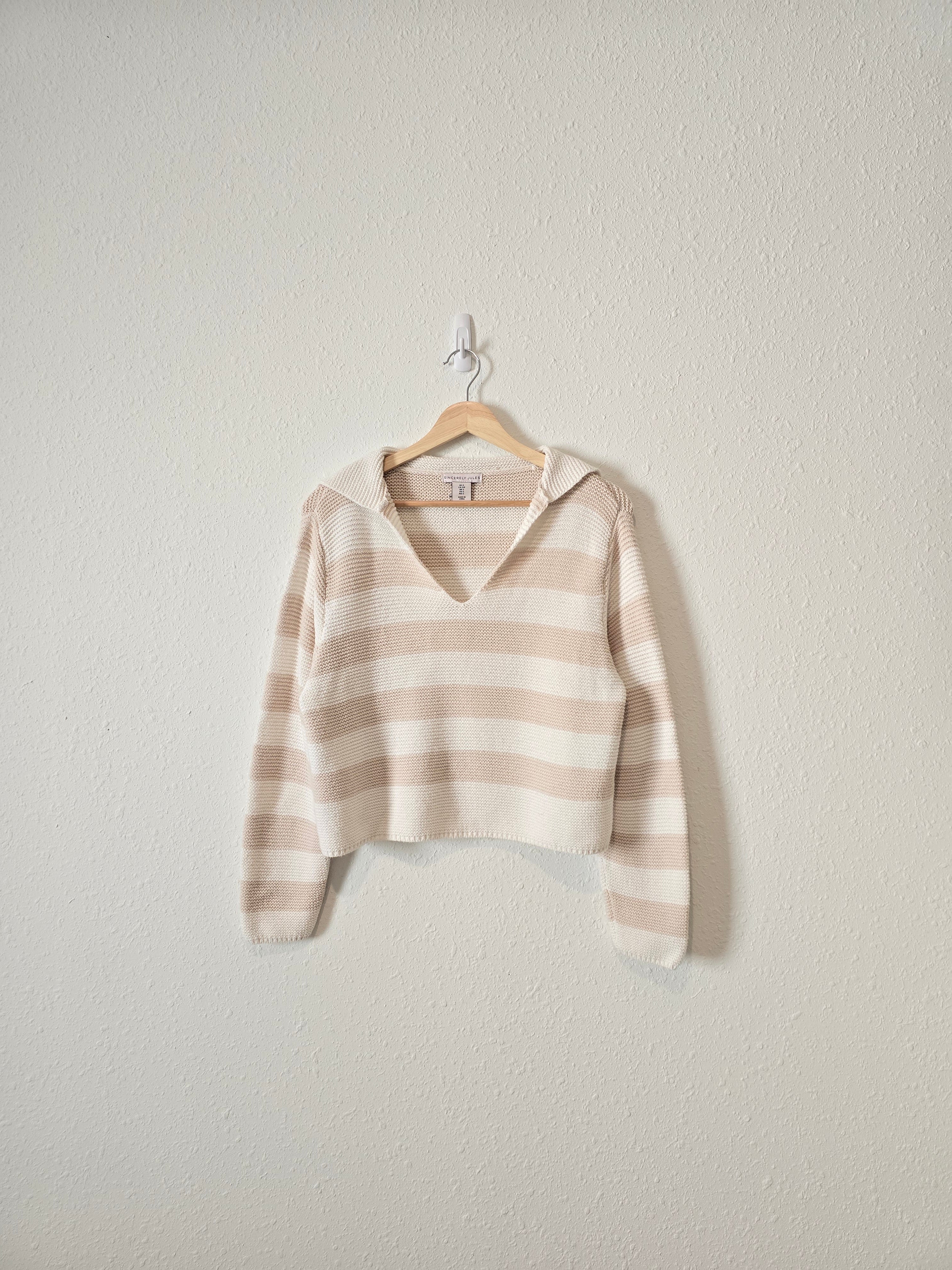 Striped Collared Sweater (S)