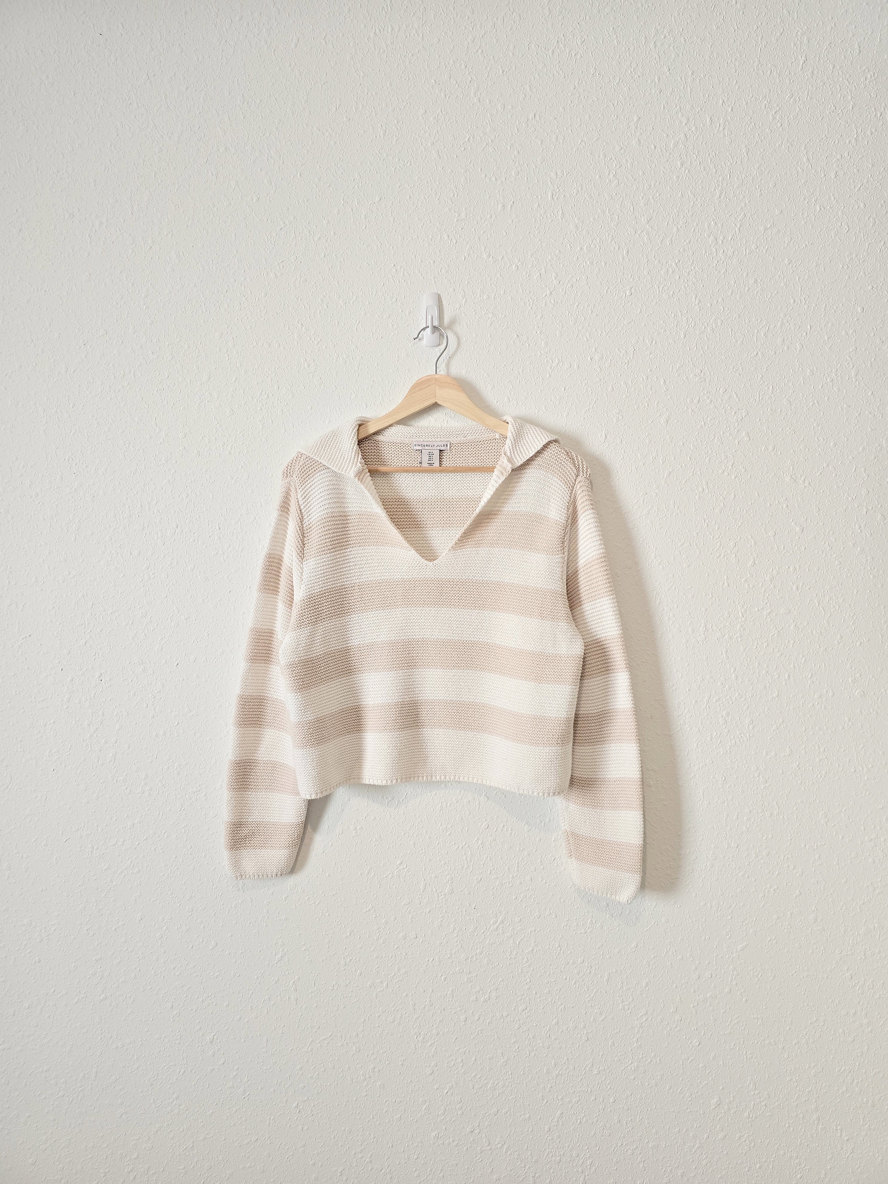 Striped Collared Sweater (S)