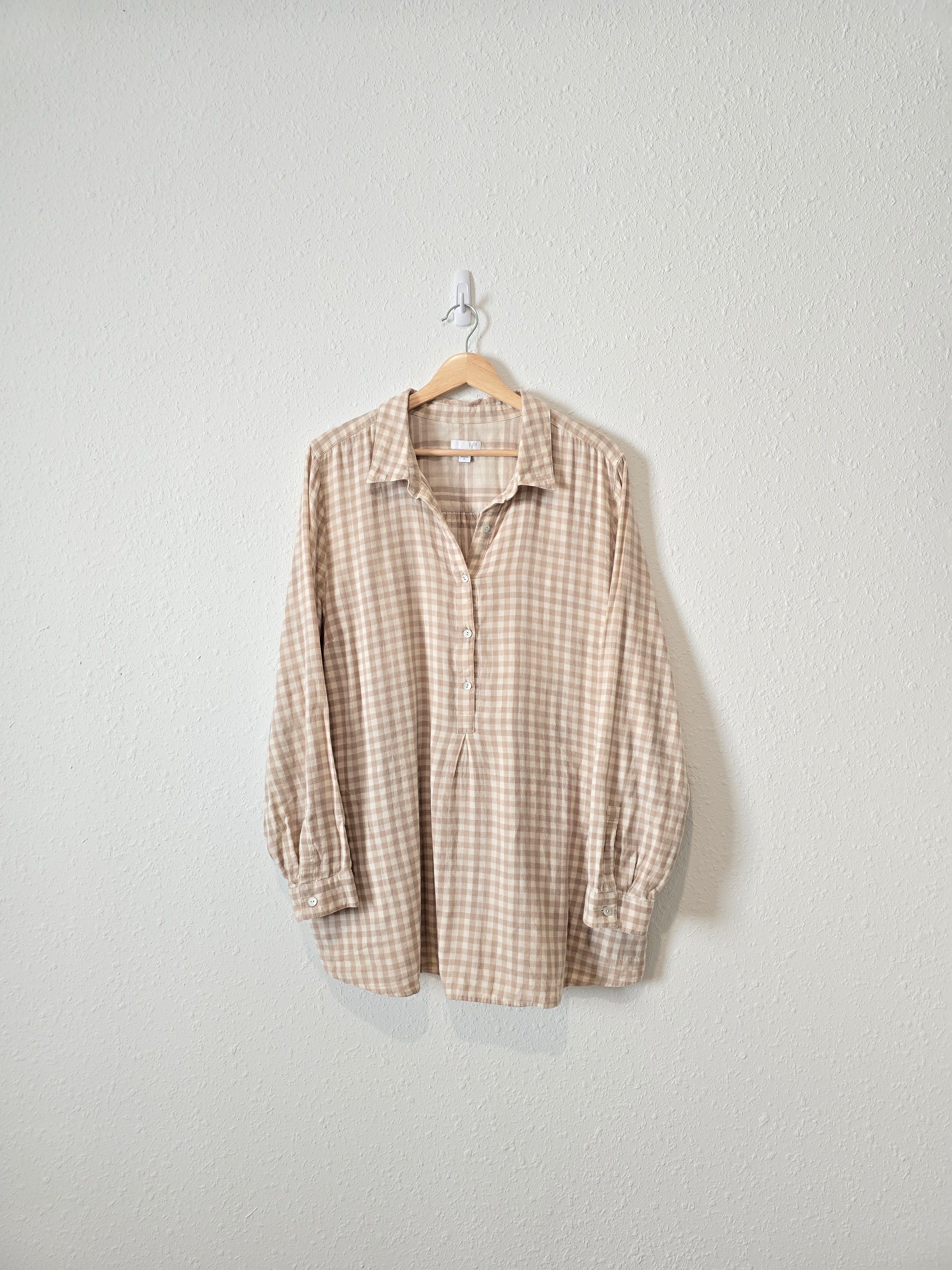 Cotton Gingham Henley Top (XL)