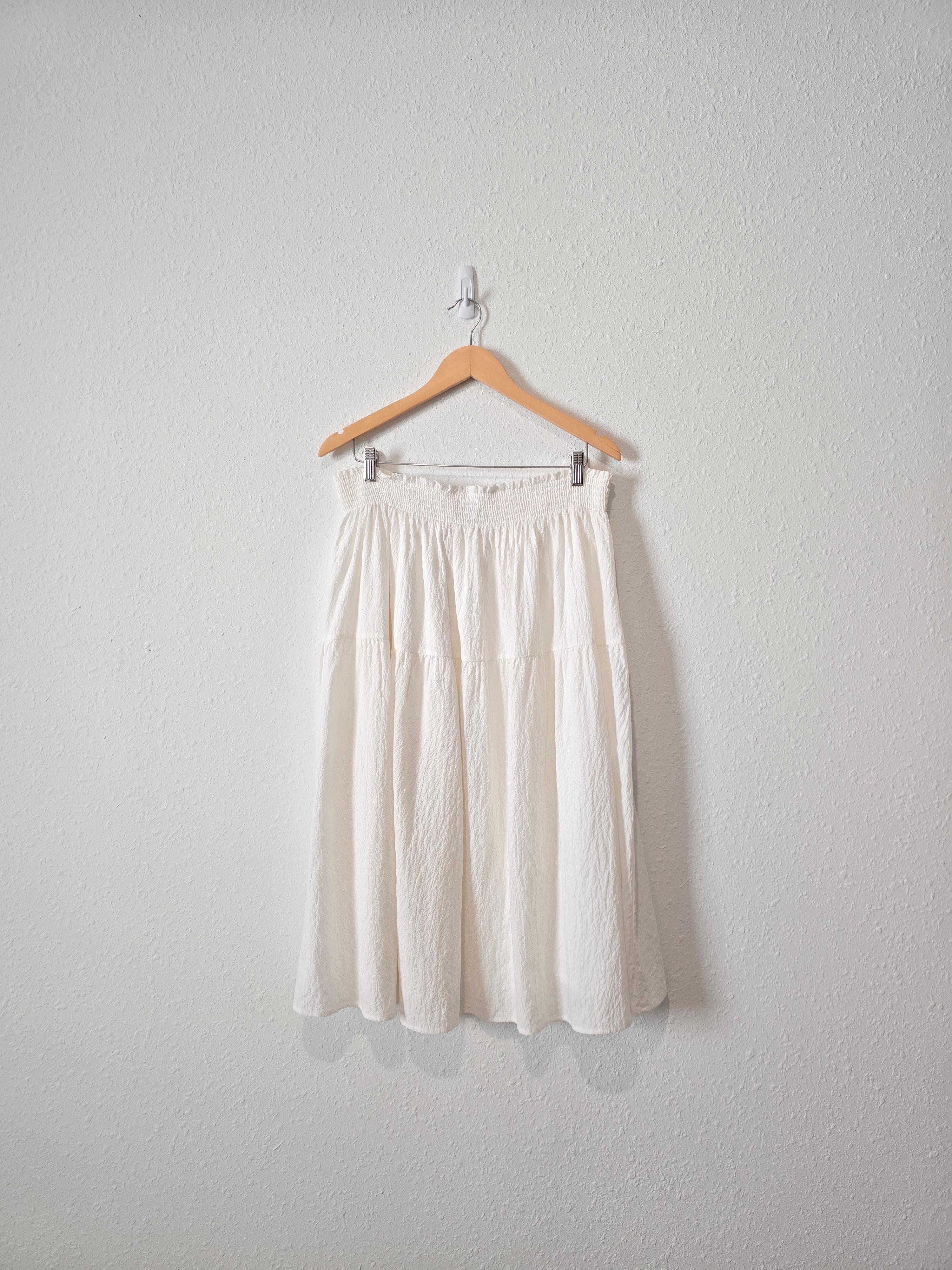 White Tiered Midi Skirt (XL)