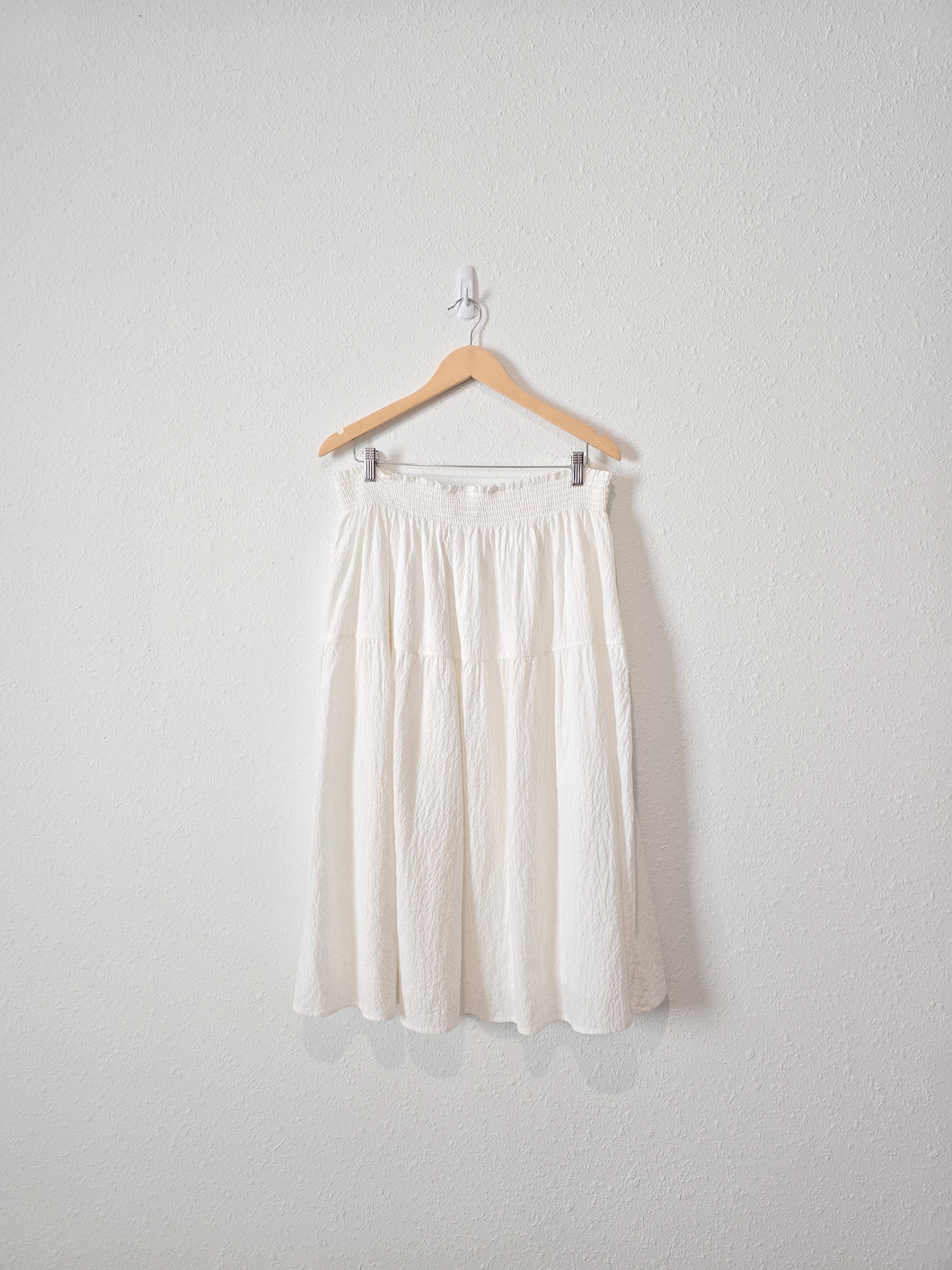 White Tiered Midi Skirt (XL)