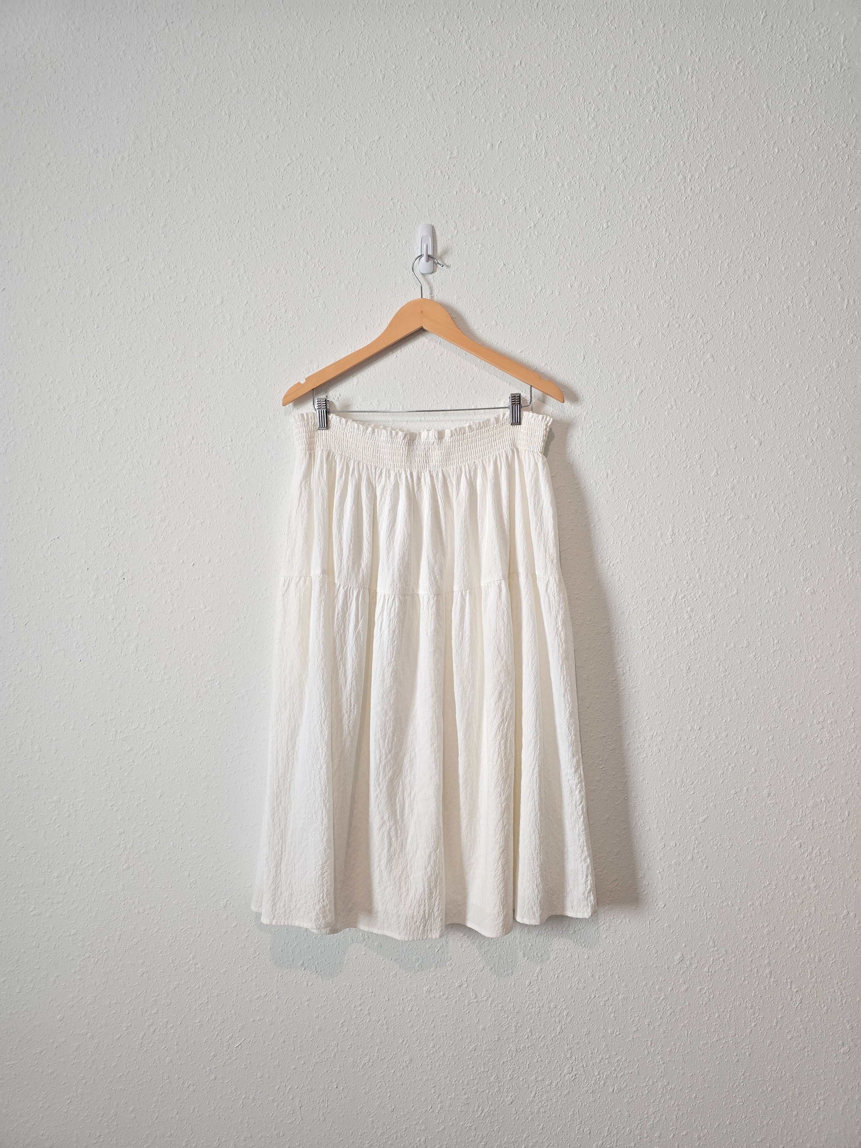 White Tiered Midi Skirt (XL)