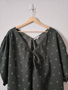 Madewell Forest Green Floral Top (24W)