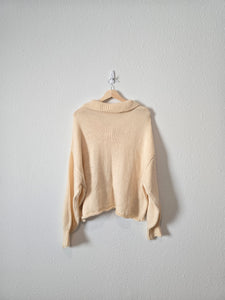 Cream Collared Henley Sweater (M)