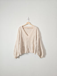 Cream Puff Sleeve Sweater (L)