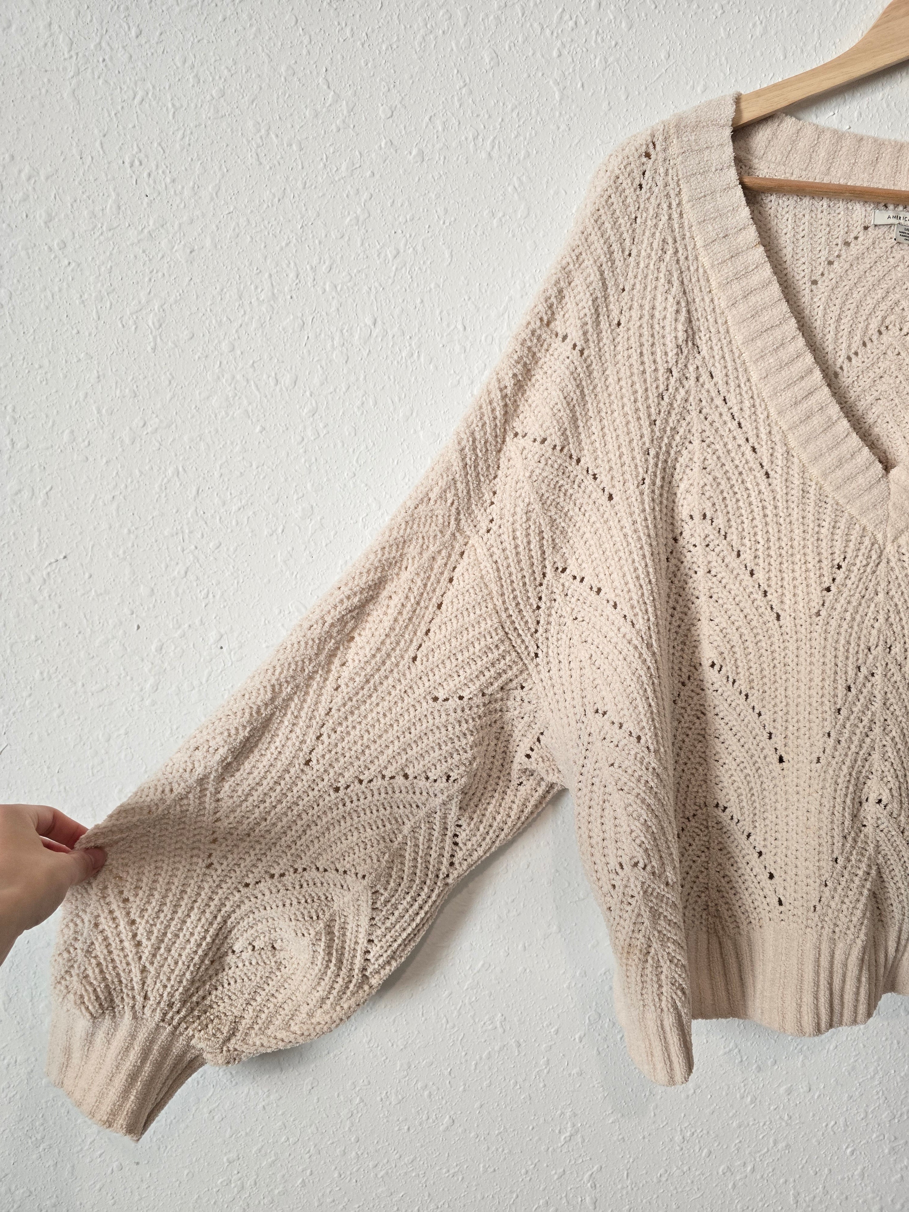 Cream Puff Sleeve Sweater (L)