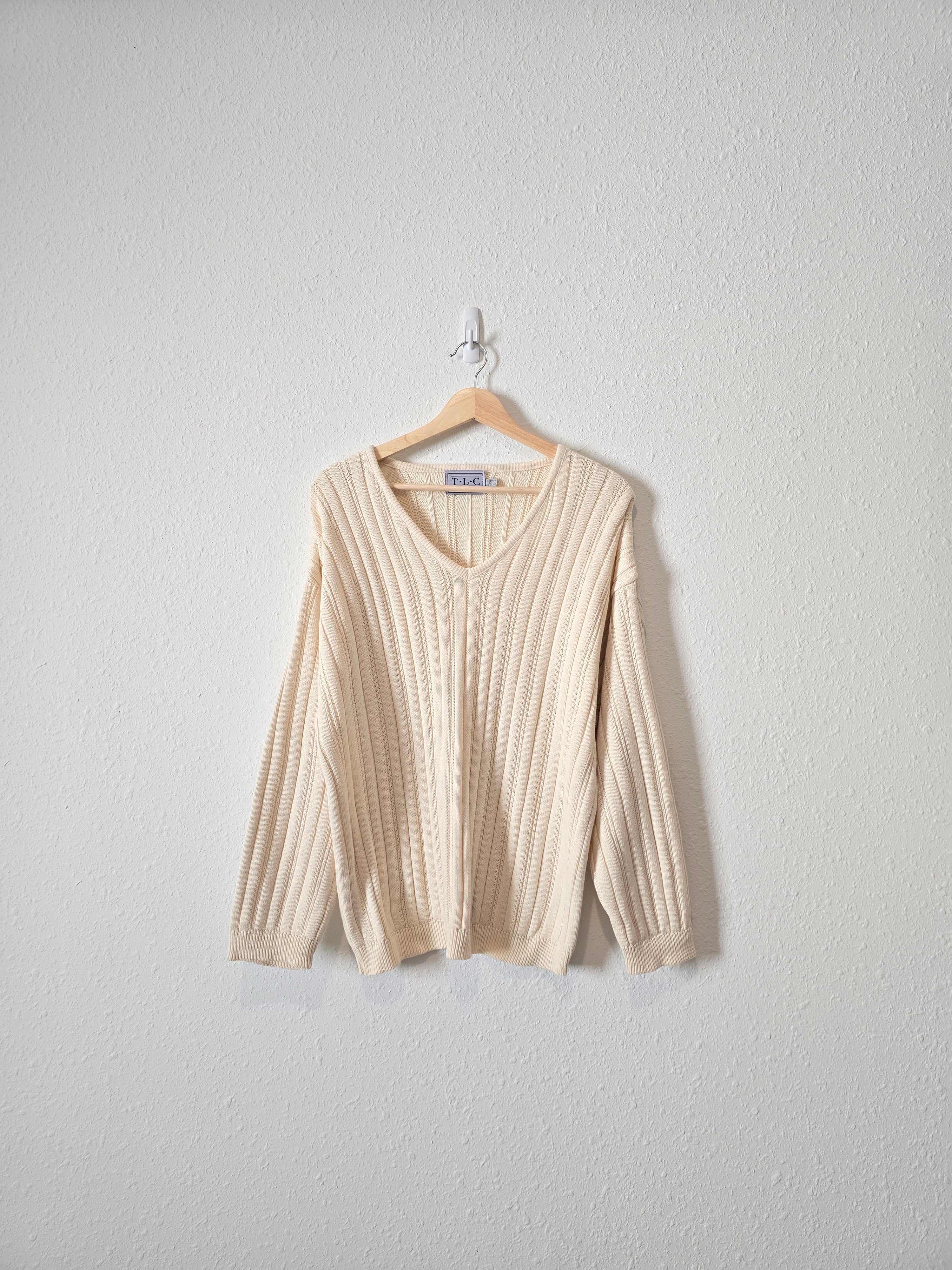 Vintage Ribbed Cotton Sweater (L)