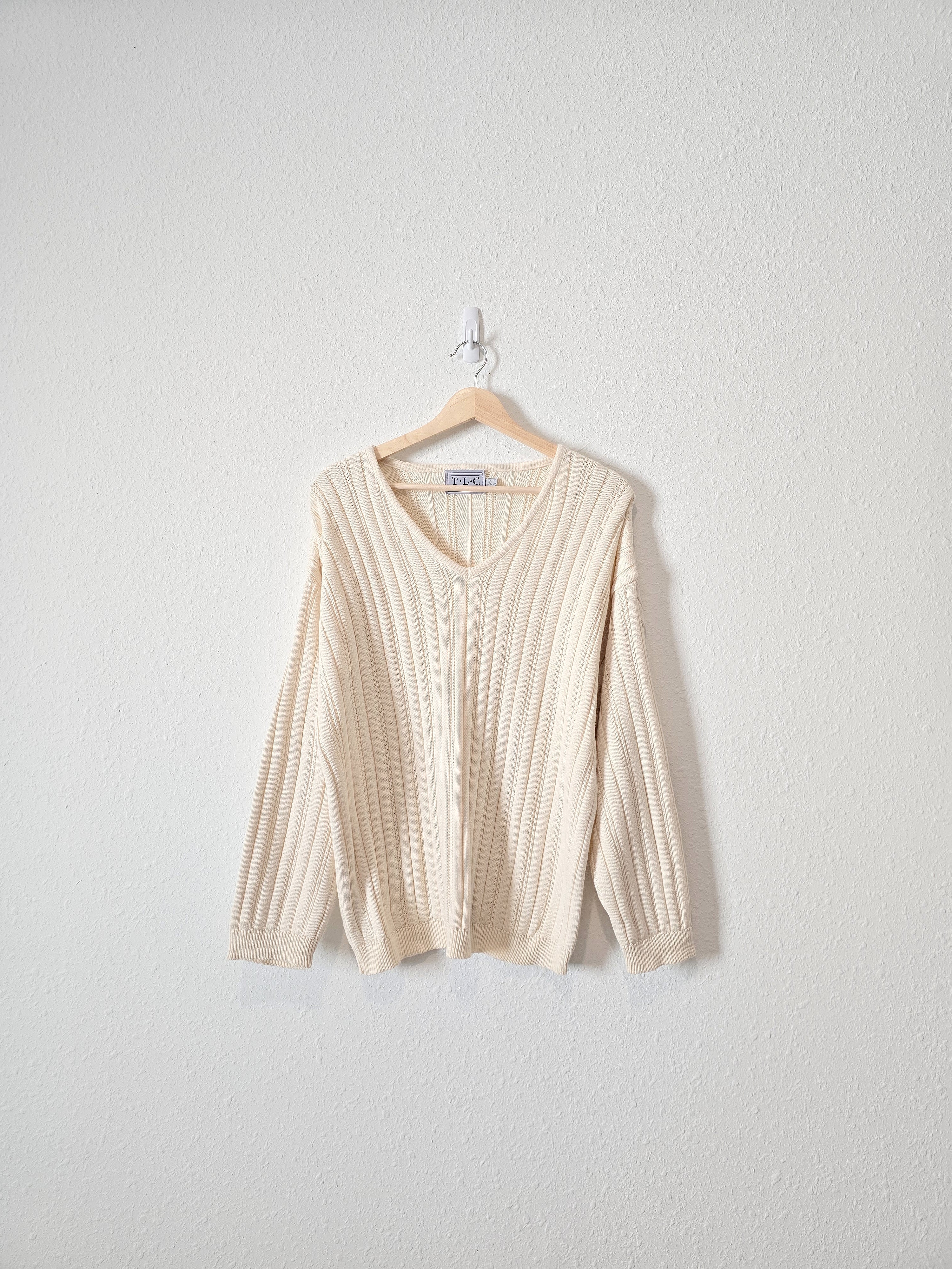 Vintage Ribbed Cotton Sweater (L)