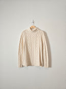 Cream Cable Knit Turtleneck Sweater (XLP)