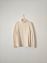 Cream Cable Knit Turtleneck Sweater (XLP)