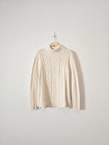 Cream Cable Knit Turtleneck Sweater (XLP)