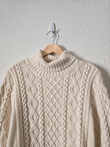 Cream Cable Knit Turtleneck Sweater (XLP)