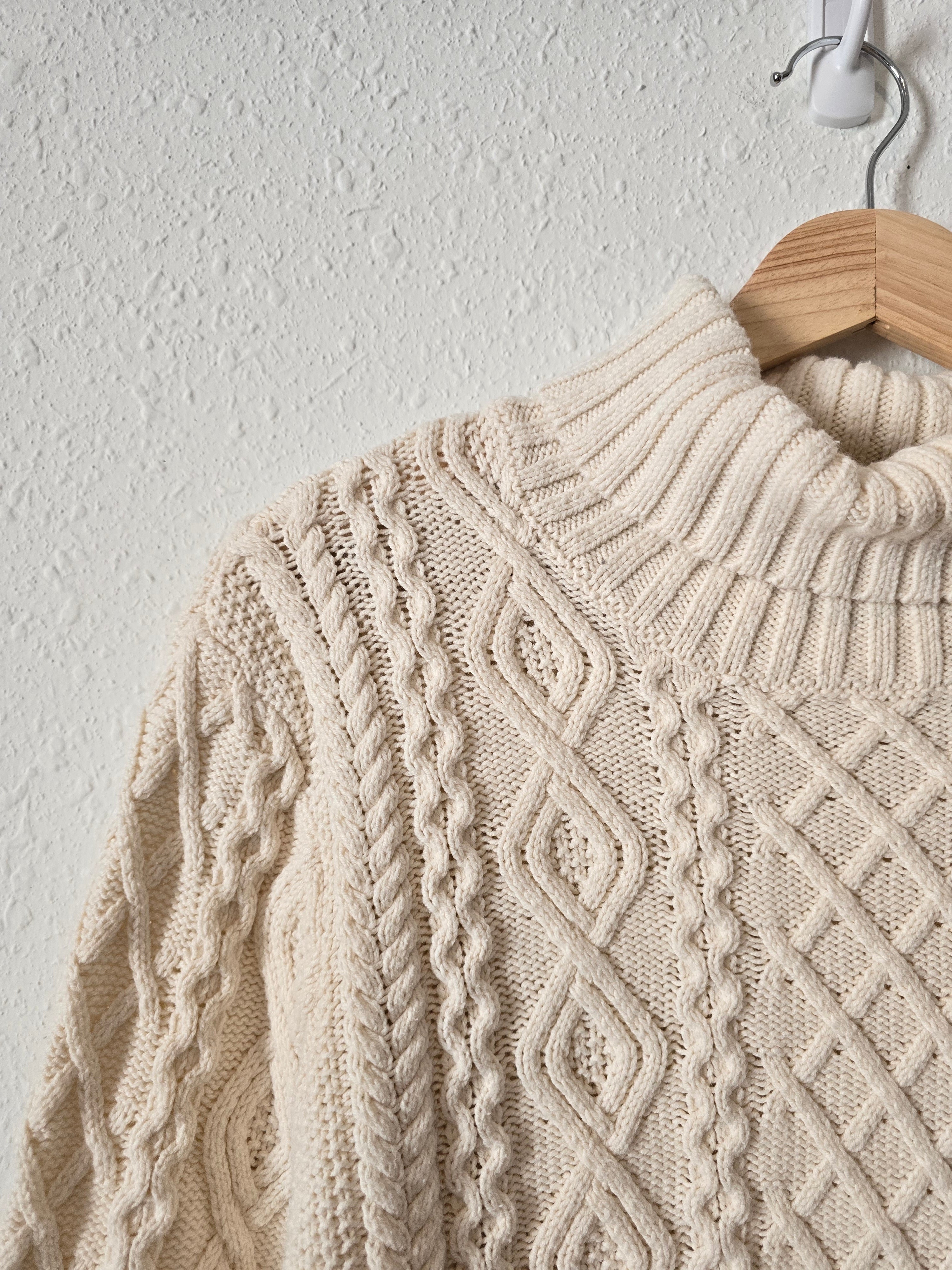 Cream Cable Knit Turtleneck Sweater (XLP)