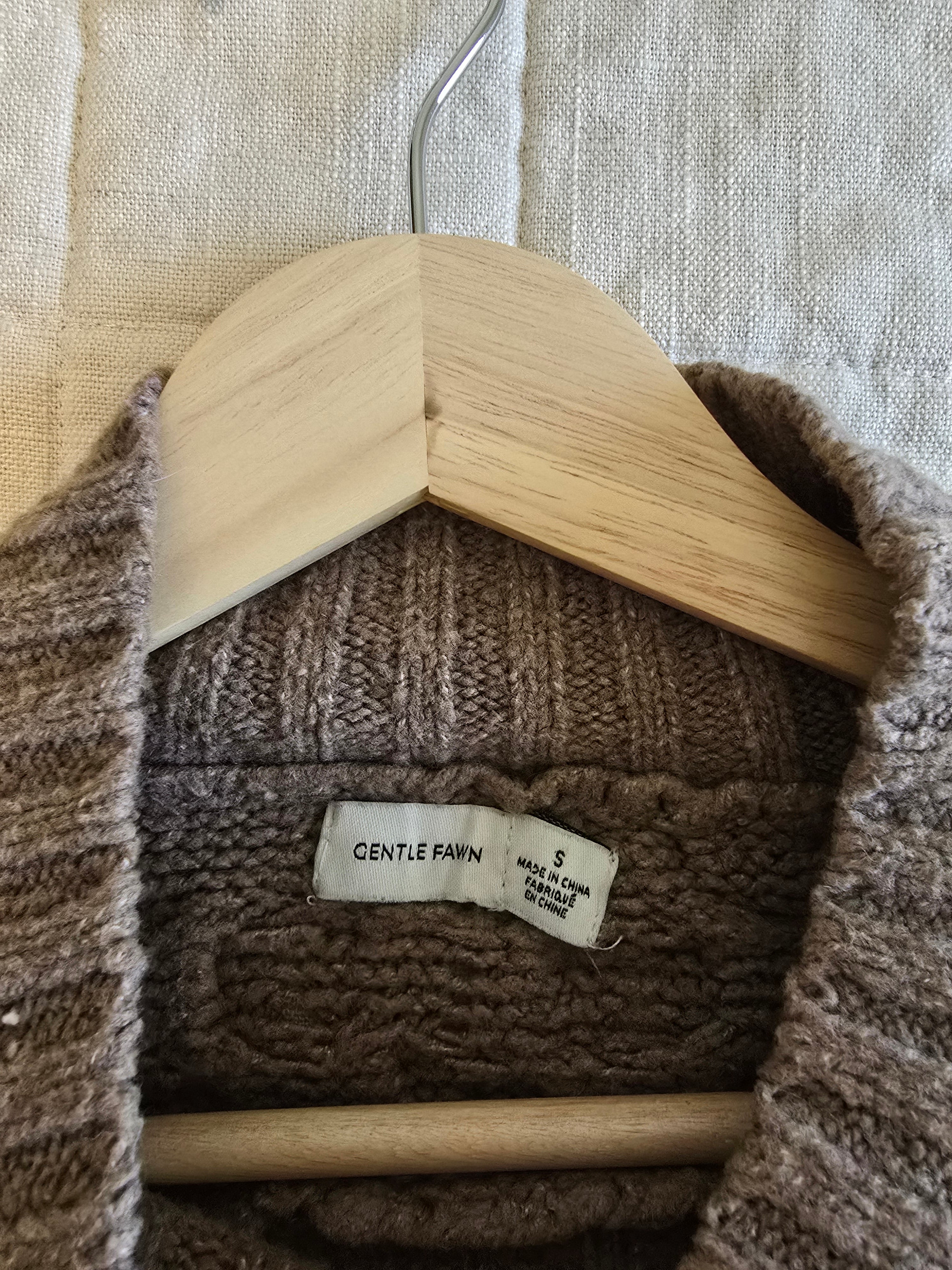 Brown Chunky Puff Sleeve Sweater (S)