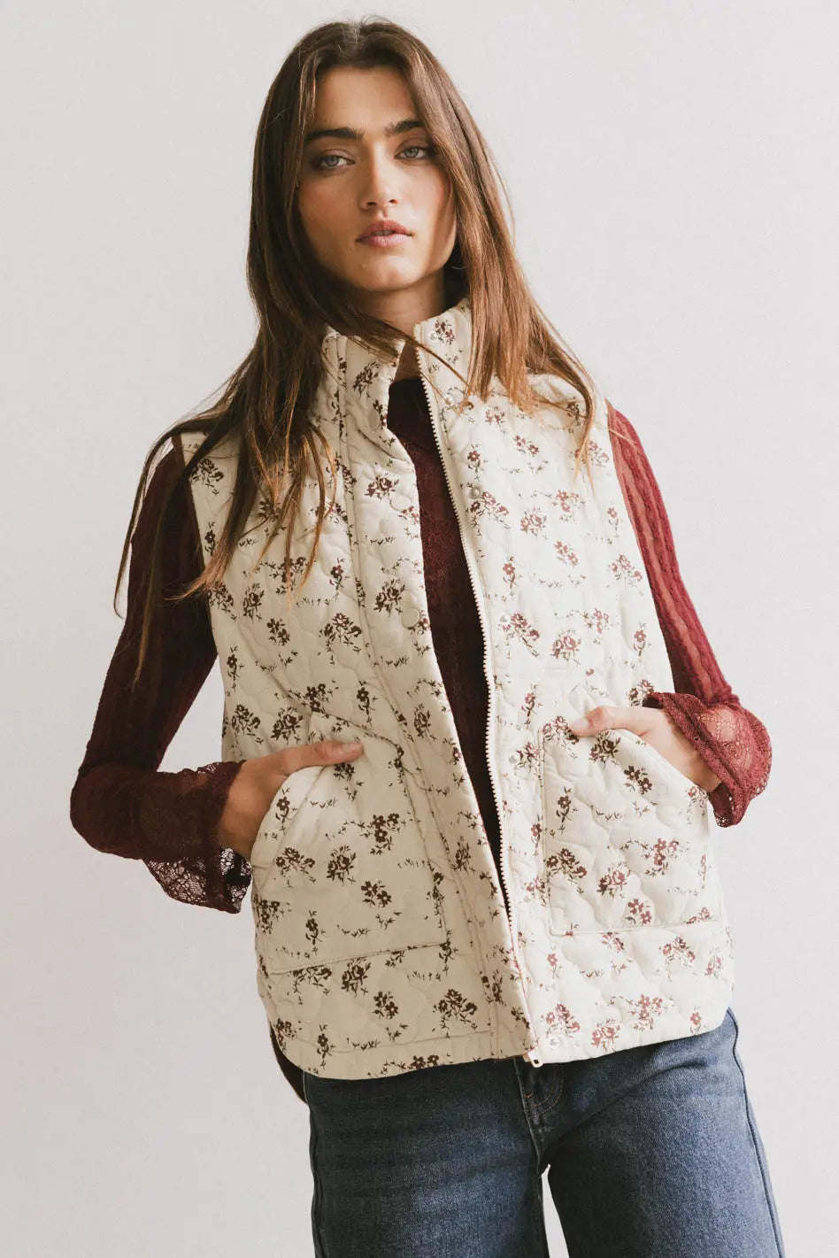 NEW Blu Pepper Floral Quilted Vest (M)