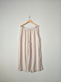 Linen Striped Wide Leg Pants (L)