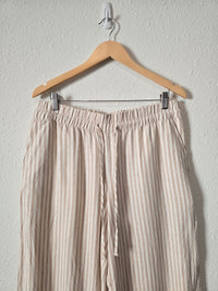 Linen Striped Wide Leg Pants (L)