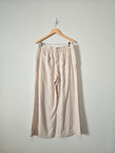 Linen Striped Wide Leg Pants (L)