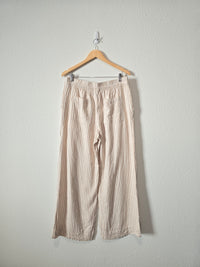 Linen Striped Wide Leg Pants (L)