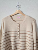 Pink Lily Striped Henley Sweater (2X)