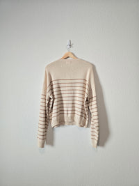 Pink Lily Striped Henley Sweater (2X)