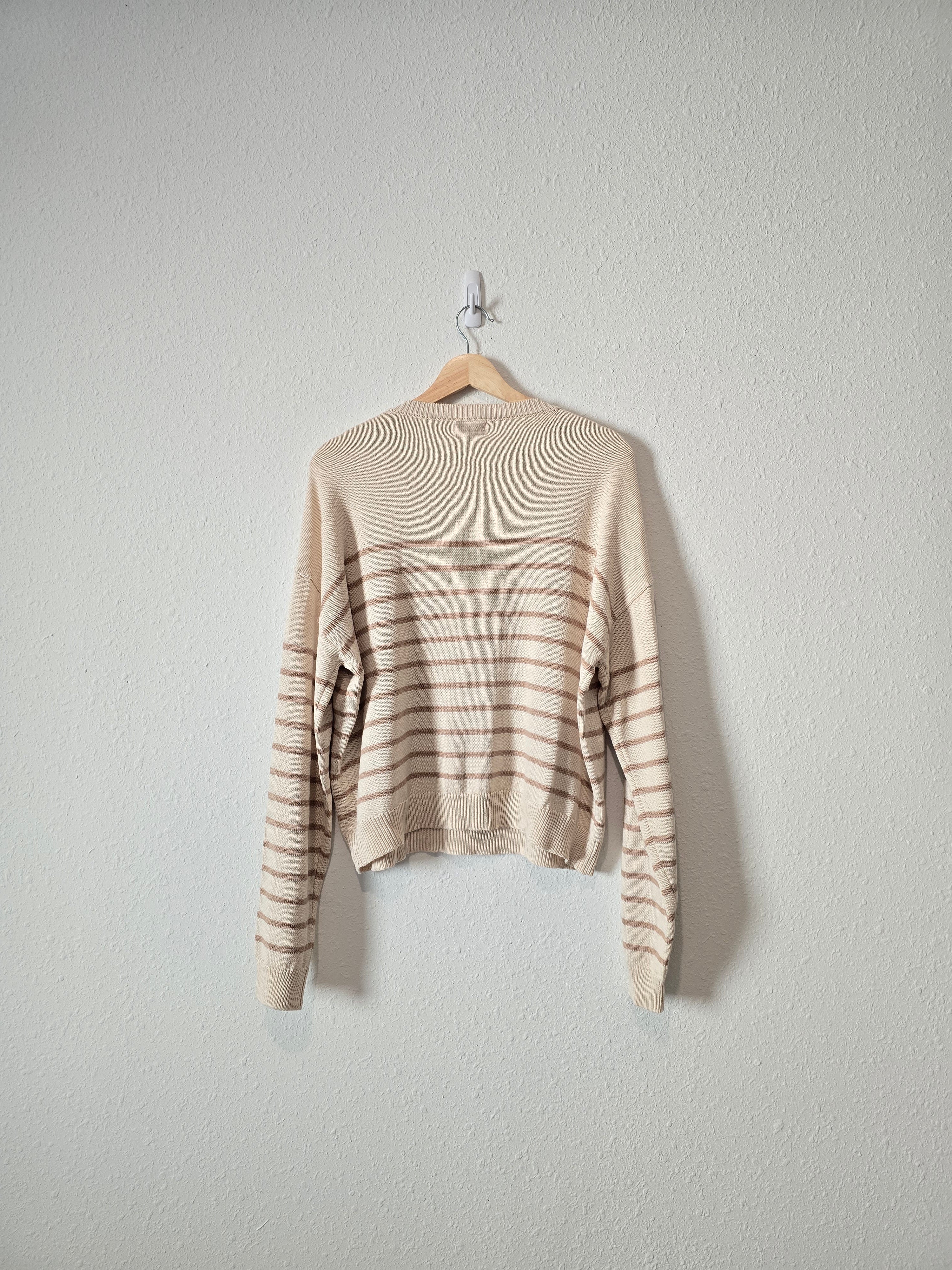 Pink Lily Striped Henley Sweater (2X)