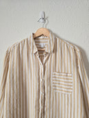 Neutral Striped Linen Button Up (S)