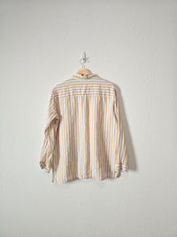 Neutral Striped Linen Button Up (S)