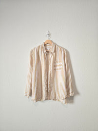 Neutral Striped Linen Button Up (S)