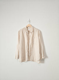 Neutral Striped Linen Button Up (S)