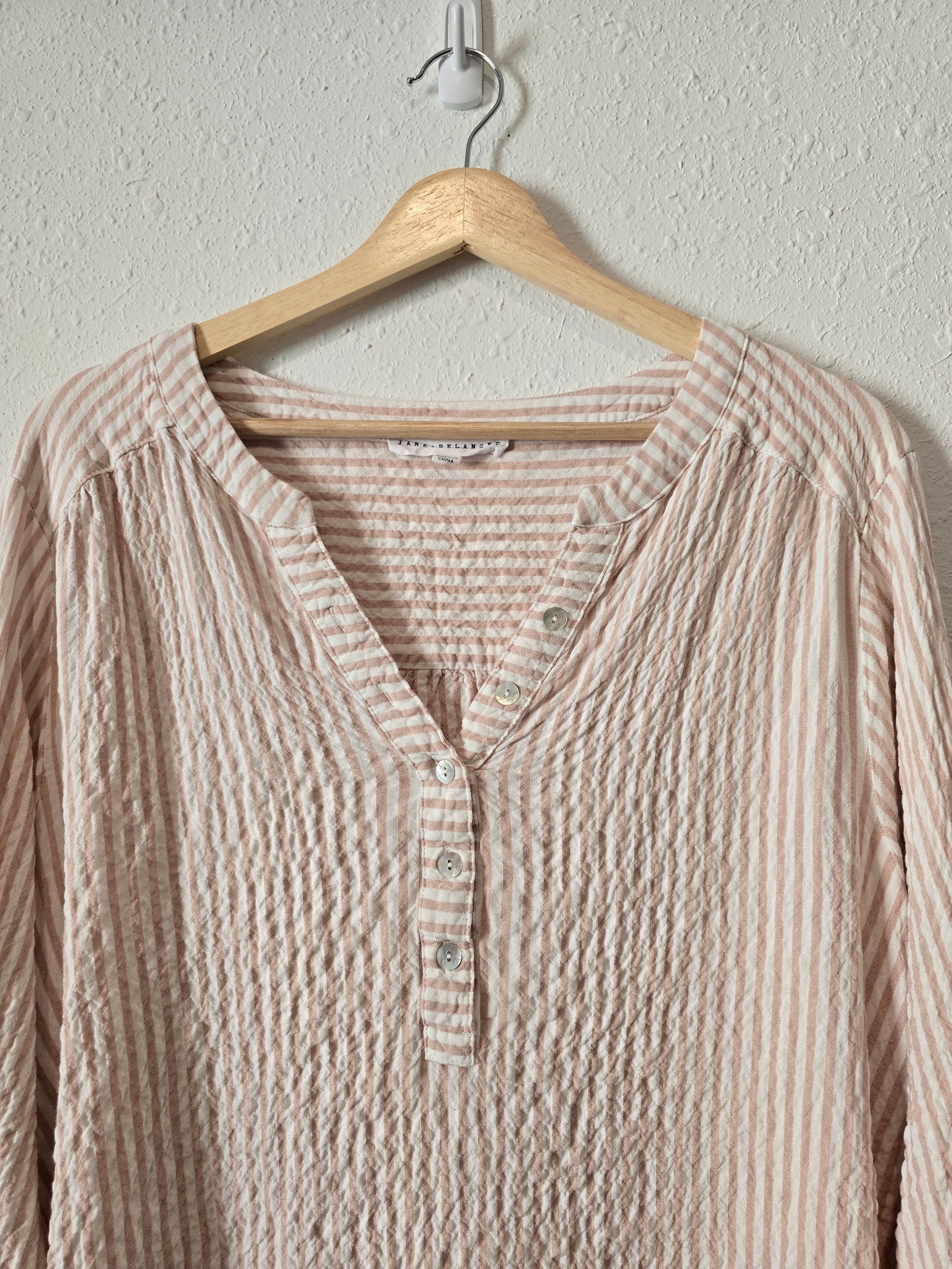 Striped Textured Henley Top (2X)