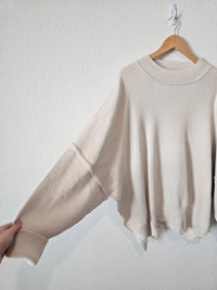 Cream Oversized Ribbed Sweater (M)