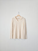 Vintage Cable Knit Cotton Sweater (L)