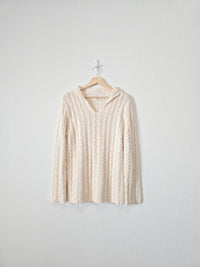 Vintage Cable Knit Cotton Sweater (L)