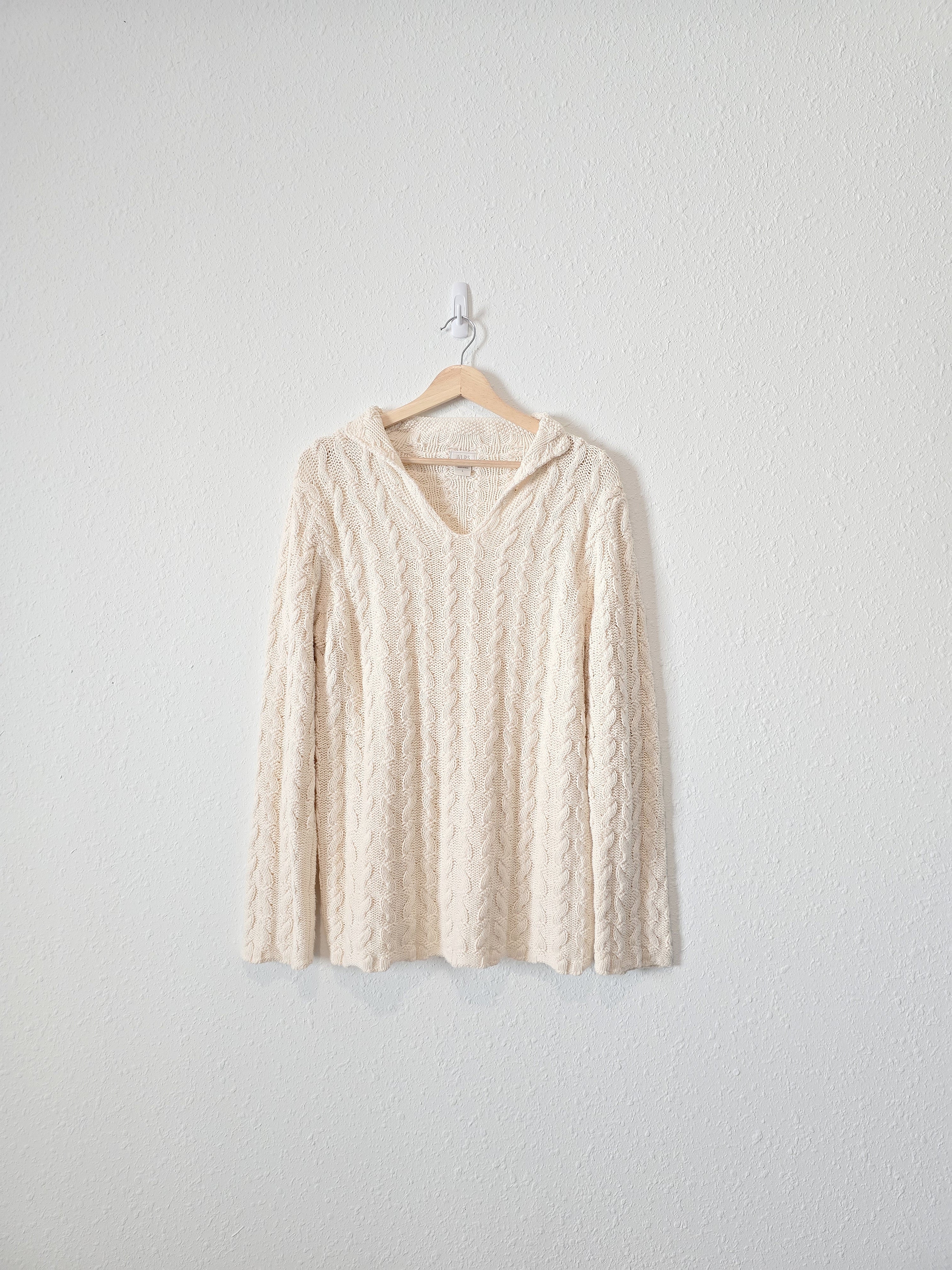 Vintage Cable Knit Cotton Sweater (L)