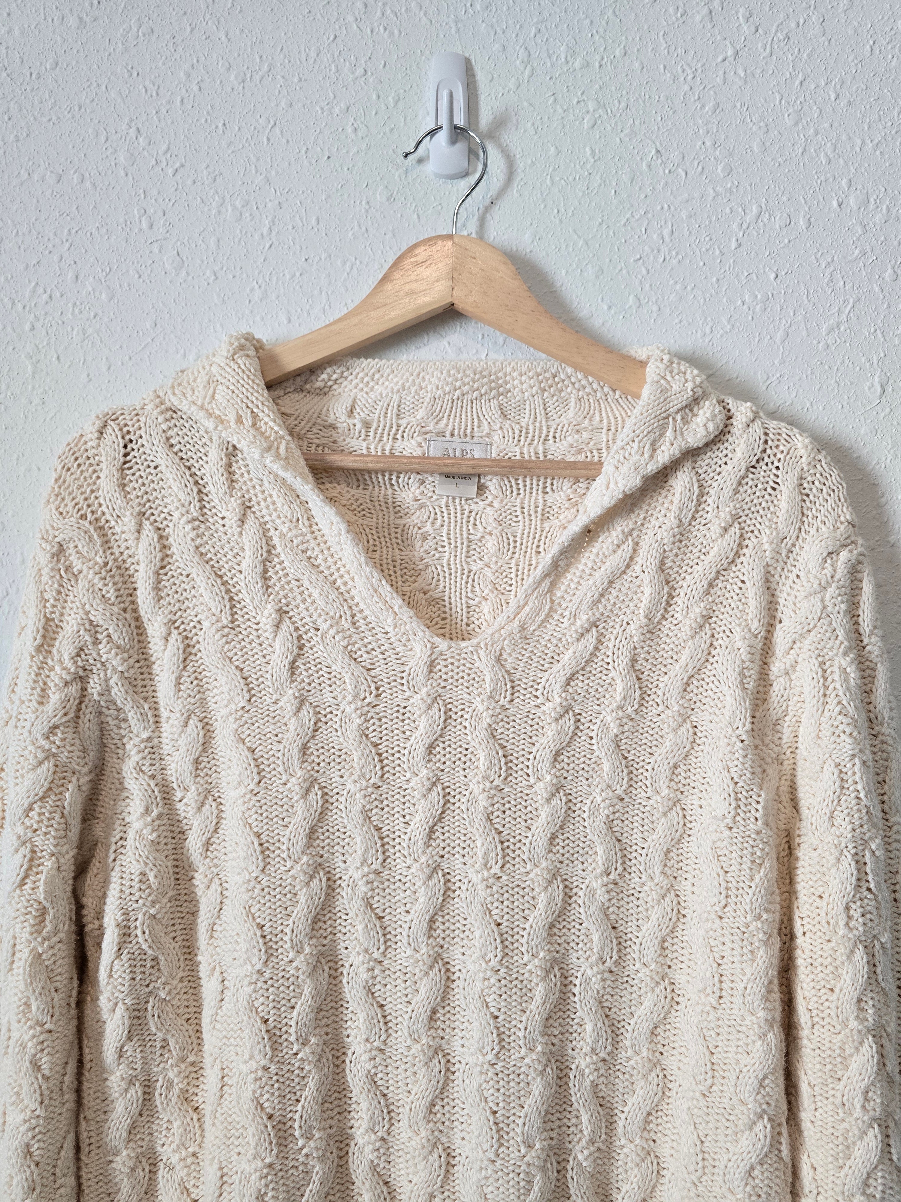 Vintage Cable Knit Cotton Sweater (L)