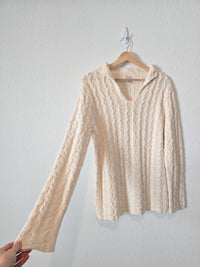 Vintage Cable Knit Cotton Sweater (L)