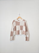 Neutral Checkered Sweater (S)