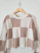 Neutral Checkered Sweater (S)