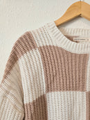 Neutral Checkered Sweater (S)