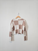 Neutral Checkered Sweater (S)