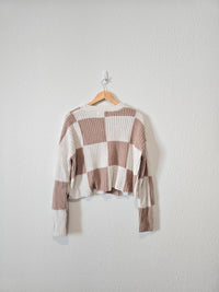 Neutral Checkered Sweater (S)