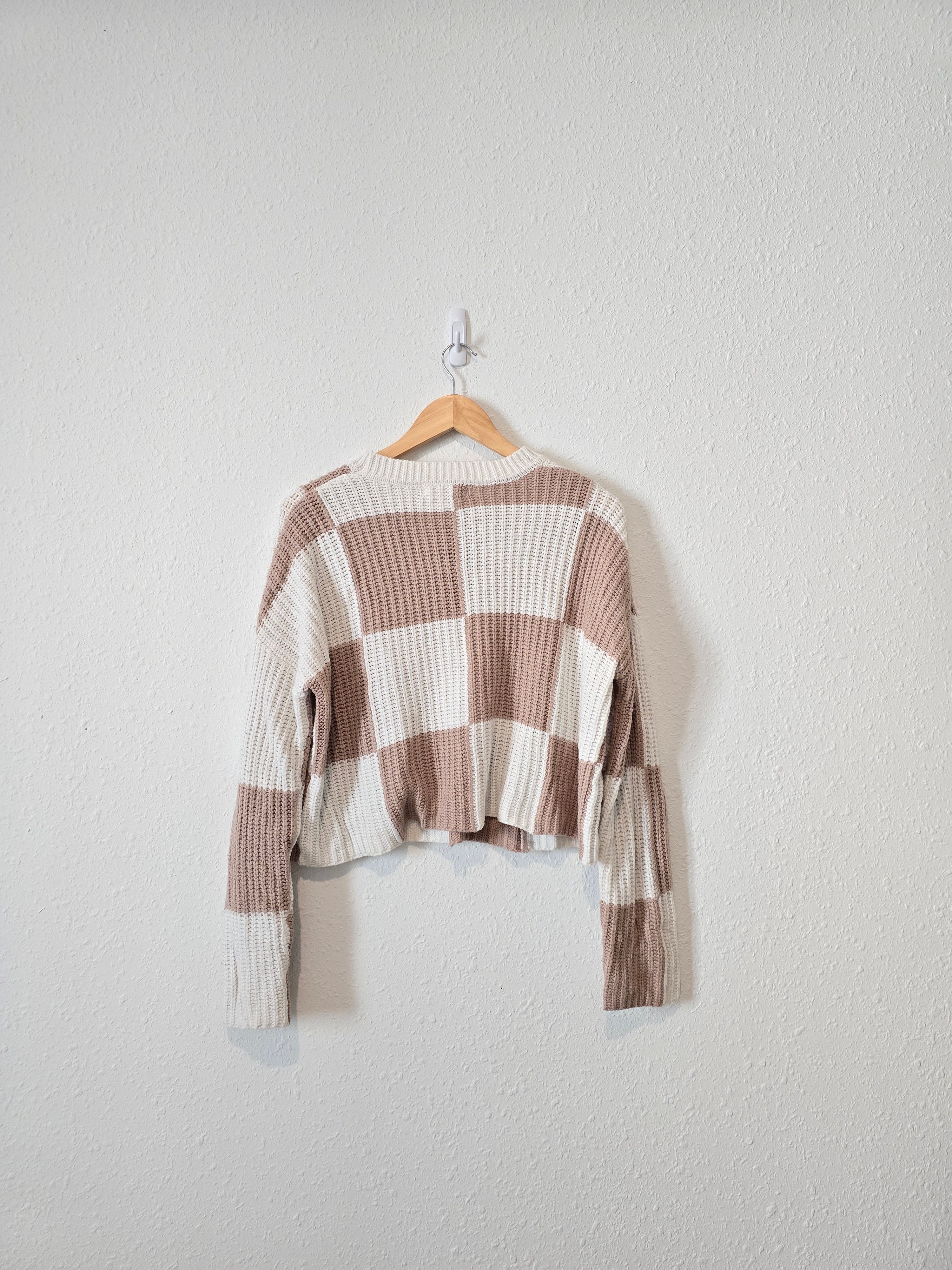 Neutral Checkered Sweater (S)