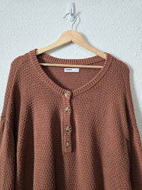 Waffle Knit Henley Sweater (L)