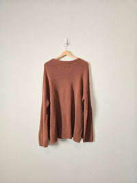 Waffle Knit Henley Sweater (L)