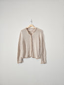 Neutral Striped Button Up Sweater (S)